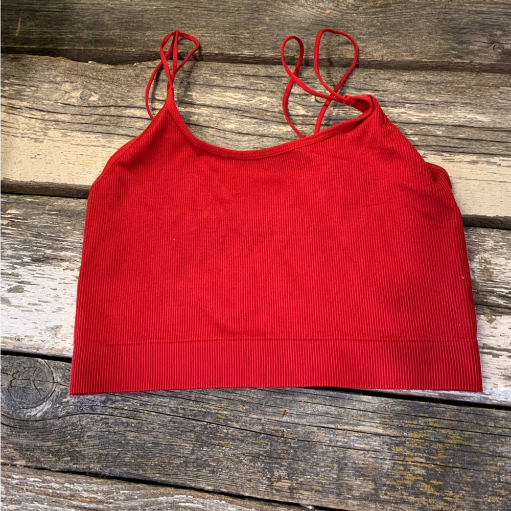 Bluenotes | Red Ribbed Bralette/Crop Top